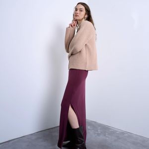 TOPSHOP White Cupro Ruched Maxi Skirt With Hitch Side Detail