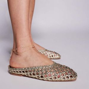 SIMMI Brown Simmi London Wide Fit Cassius Woven Flat Mules