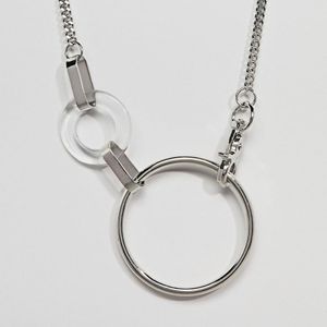ASOS Metallic Necklace In Large Metal And Resin Link Design In Silver