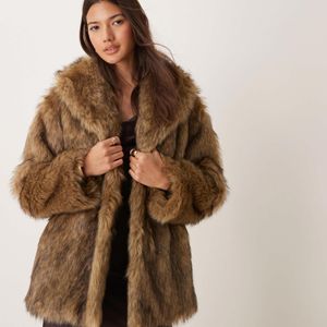 Abercrombie & Fitch Brown Faux Fur Coat