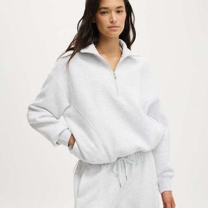 Cotton On White Plush Half Zip Sweatshirt