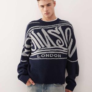 Collusion Blue Boxy Knitted Sweat Jumper for men