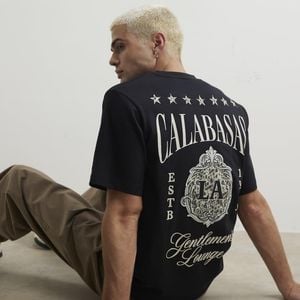 River Island Black Cotton Calabasas Stars T-Shirt for men