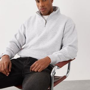 Cotton On Grey 1/4 Zip Fleece Sweatshirt for men