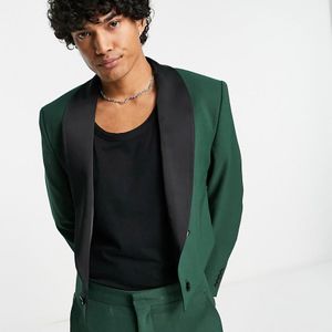 ASOS Green Cropped Suit Jacket With Contrast Satin Lapel for men