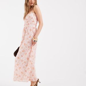 Pieces Pink Smocked Lace Cami Maxi Dress