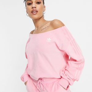 Adidas Originals Pink – relaxed risqué – off-shoulder-sweatshirt aus velours