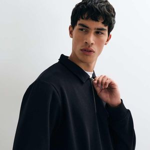 Jack & Jones Black Quarter Zip Collared Sweatshirt for men