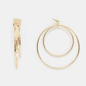 ASOS Metallic Earrings In Double Hoop Design In Gold