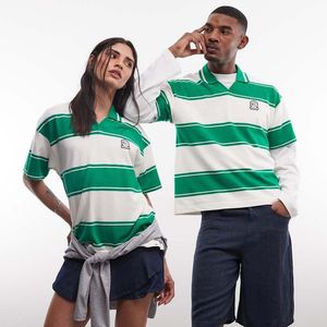 Reebok Green Knitted Stripe Polo On Off- And