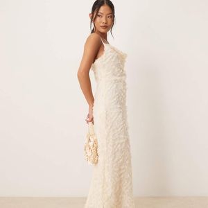 Vila Natural Cowl Neck Textured Cami Maxi Dress