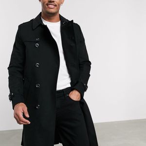 Trench-coat imperméable coupe longue avec ceinture ASOS pour homme en coloris Noir