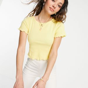 Camiseta corta amarilla ajustada con bordes ondulados ASOS de color Amarillo