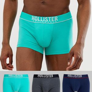 Lot de 3 boxers à ceinture contrastée - Bleu marine/vert menthe/anthracite Hollister pour homme