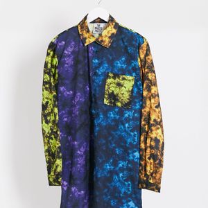 Robe chemise courte oversize - Color block effet tie-dye The Ragged Priest en coloris Bleu