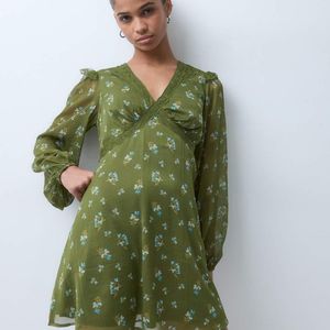 Wednesday's Girl Green Long Sleeve Mini Dress