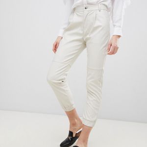 Glamorous White Faux Leather Cropped Trousers