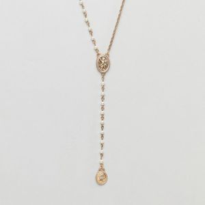 ASOS – Lariat – Halskette mit Schleifen- und Engeldesign und Kunstperlen in Mettallic für Herren