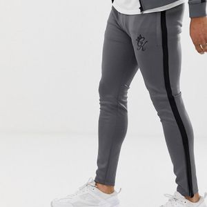 Gym King – Schmal zulaufende Jogginghose aus Trikotstoff in Grau für Herren