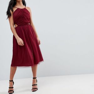 ASOS Hoogsluitende Midi-jurk Met Fijne Textuur En Uitsnijdingen Aan in het Rood