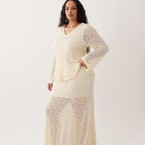 ONLY Natural Lace Midi Skirt Co-ord