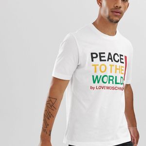 T-shirt bianca con stampa del simbolo della pace di Love Moschino in Bianco da Uomo