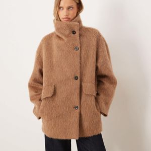 Mango Natural Wool Mix Oversized Jacket