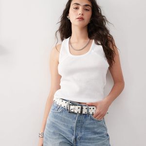 Collusion White Elevated Seam Detail Waffle Vest