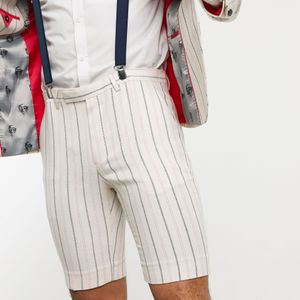 . Pantaloncini da abito skinny color crema con righe di Twisted Tailor in Bianco da Uomo