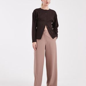 ASOS Brown Tailored Relaxed Straight Leg Trousers