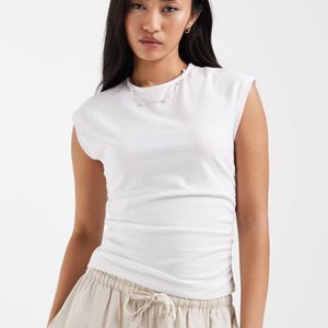 ONLY White Ruched Sleeveless Top