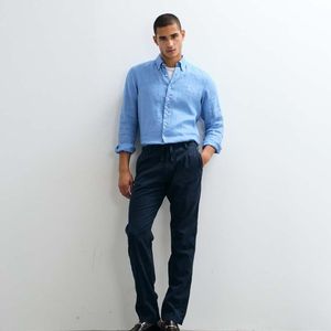 Jack & Jones Blue Linen Mix Trousers for men