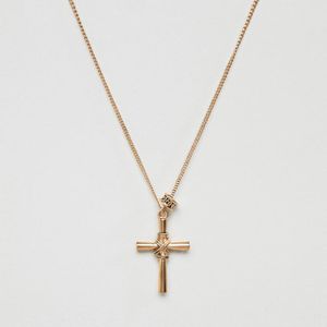 Icon Brand Goldene Halskette mit Kreuzanhnger in Mettallic für Herren