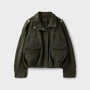 Stradivarius Green Oversize Faux Suede Jacket