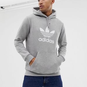 Felpa grigia con cappuccio e trifoglio di Adidas Originals in Grigio da Uomo