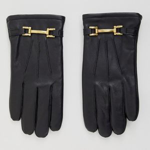 Gants en cuir compatibles avec écrans tactiles avec détails métalliques dorés ASOS pour homme en coloris Noir
