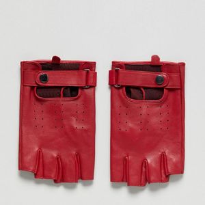 ASOS ASOS – Fingerlose Handschuhe aus rotem Leder für Herren
