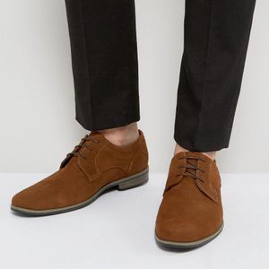 River Island Brown Suede Derby Shoes In Tan for men