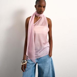 TOPSHOP Red Halter Scarf Detail Top