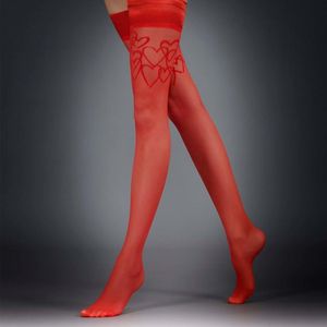 Bluebella Red Heart Leg/Plain Top Hold Ups