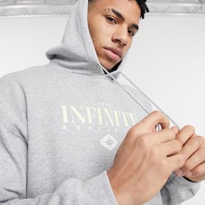 Felpa grigia con cappuccio e stampa "infinity" di New Look in Grigio da Uomo