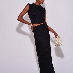South Beach Blue Ruched Maxi Skirt
