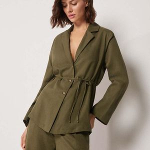 Calzedonia Green Blazer With Linen And Viscose