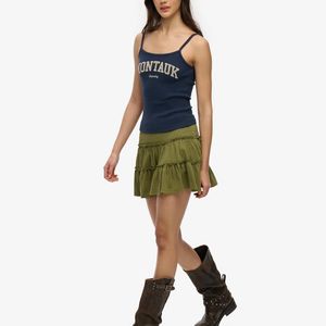 Superdry Green Tiered Jersey Mini Skirt