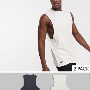 Confezione da 2 T-shirt comode senza maniche con giromanica ampio di Threadbare da Uomo