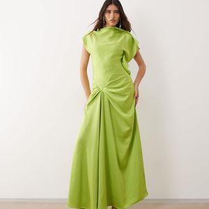 ARRANGE Green Split Shoulder Draped Maxi Dress