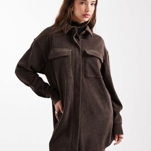 ASOS Brown Cord Utility Shirt Mini Dress