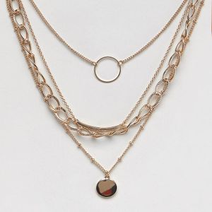 Bershka Metallic Multi Chain Necklace