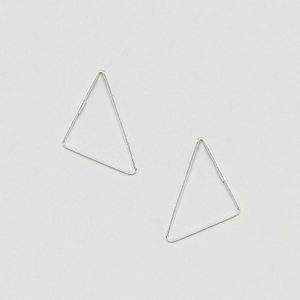 ASOS Metallic Sterling Silver Hoop Earrings In Triangle