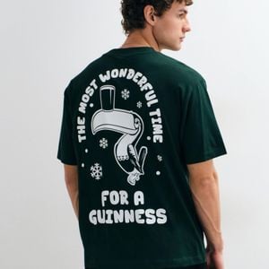 ASOS Green Relaxed T-shirt With Christmas Guinness Print for men